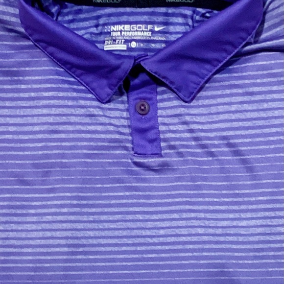 SOLD!!!!! Mens Nike Tour Performance Dri-Fit Golf Polo Purple/Gray Striped XL - Picture 7 of 11